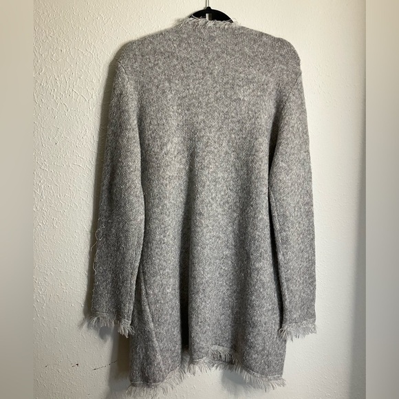 NWT Max Studio Open Front Fringe Oversized Cardigan Taupe Gray Size L - Picture 2 of 8